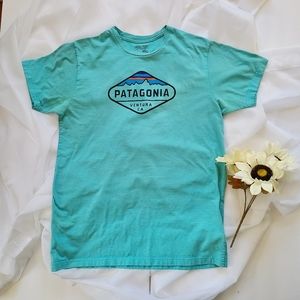 Patagonia Women's Aqua Teal T Shirt sz L